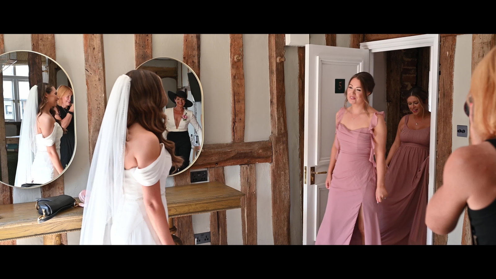 Cinematic wedding film still