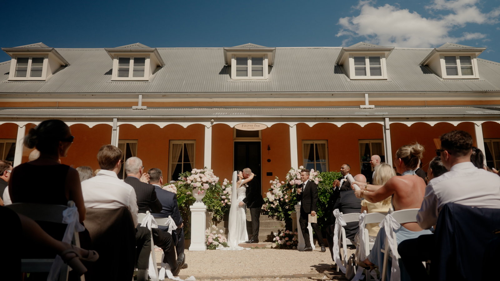 Still from Charlotte and Ben's wedding film at Fitzroy Inn, Mittagong