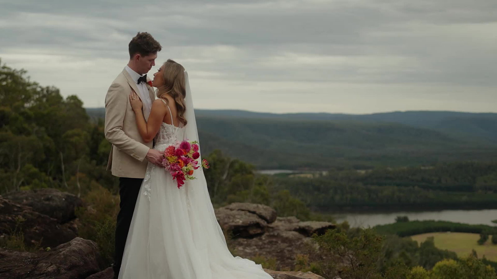 Still from Arnold and Daphne's wedding film at Kangaroo Valley Bush Retreat, Kangaroo Valley
