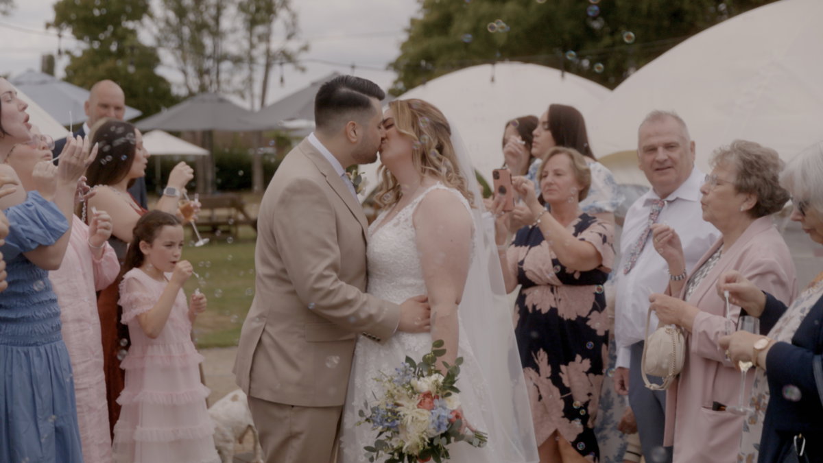 Chloe and Jordan in their cinematic wedding highlights film