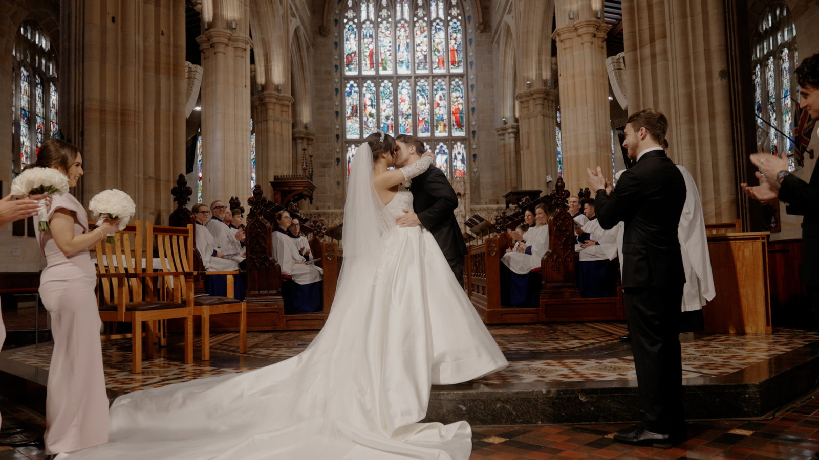 Still from Elijah and Claudia's wedding film at Doltone House Hyde Park, Sydney