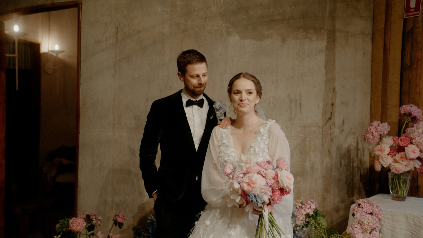 Still from Tilly and Chris's wedding film at Greyleigh, Kiama