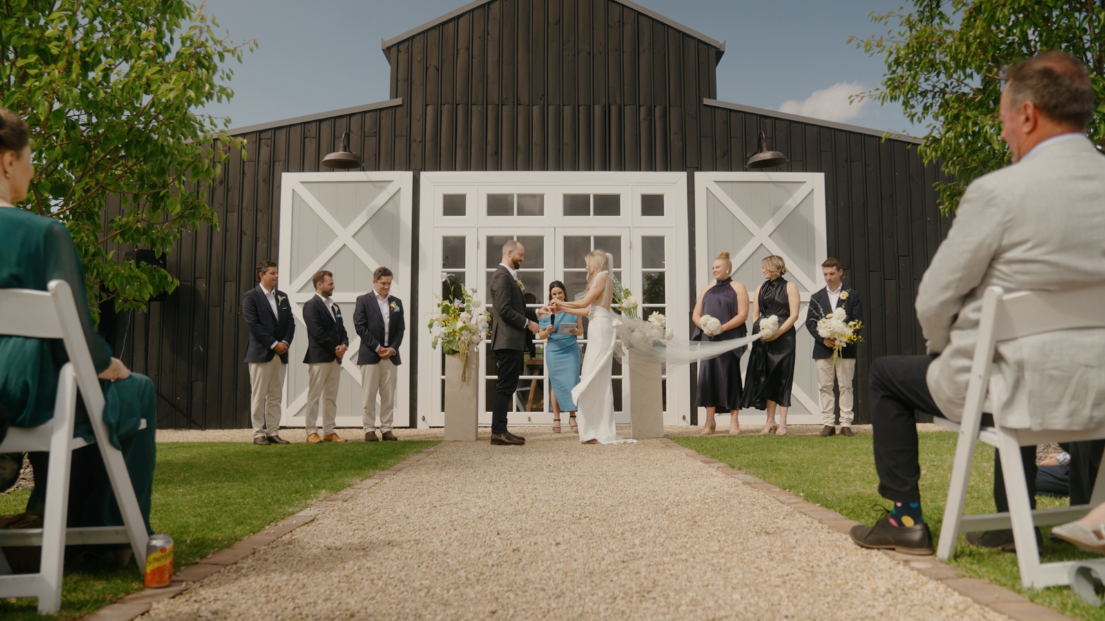Still from Emma and Sam's wedding film at Dark Horse Vineyard, Hunter Valley