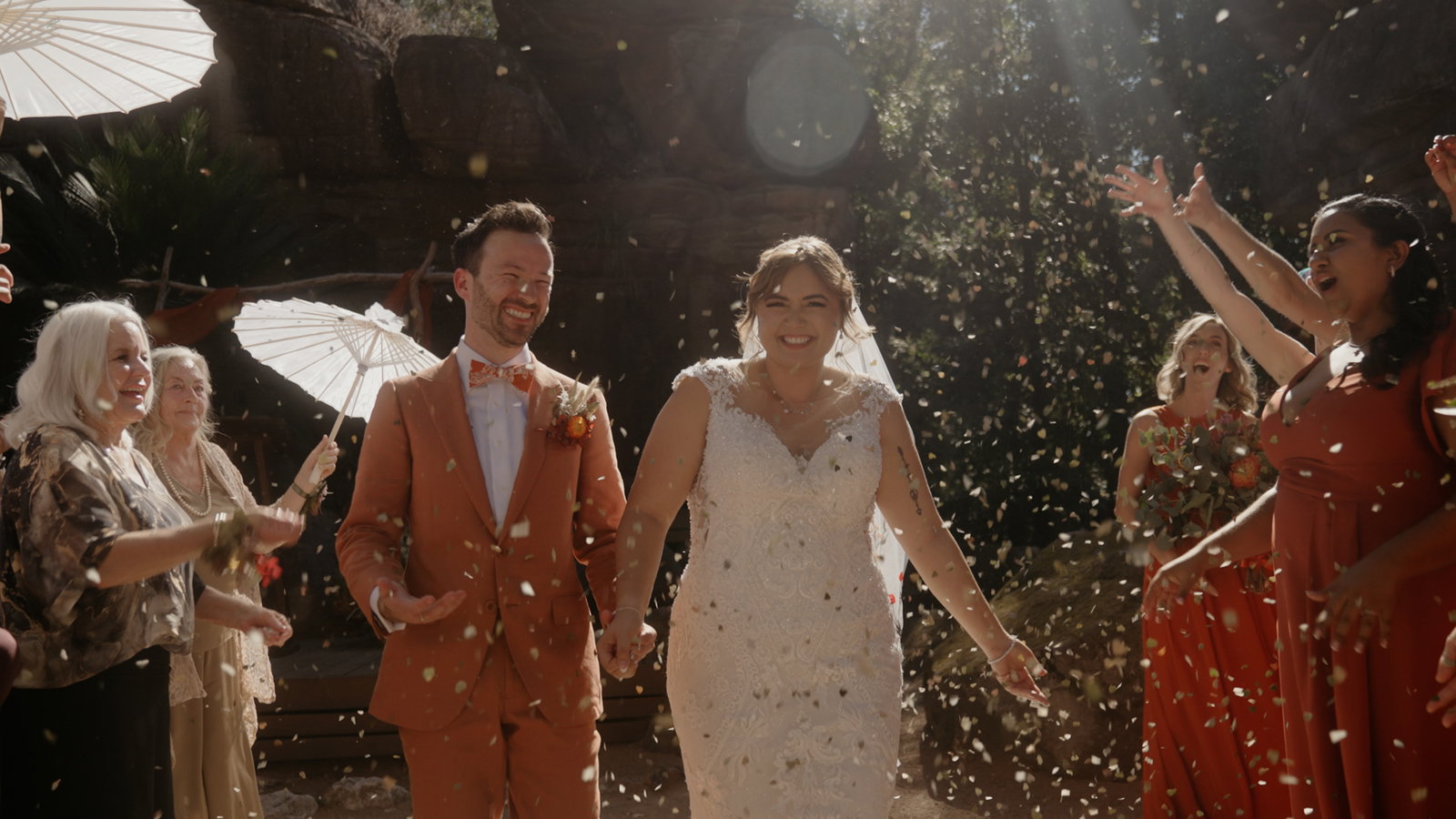 Still from Ari and Jerrod's wedding film at Kangaroo Valley Bush Retreat, Kangaroo Valley