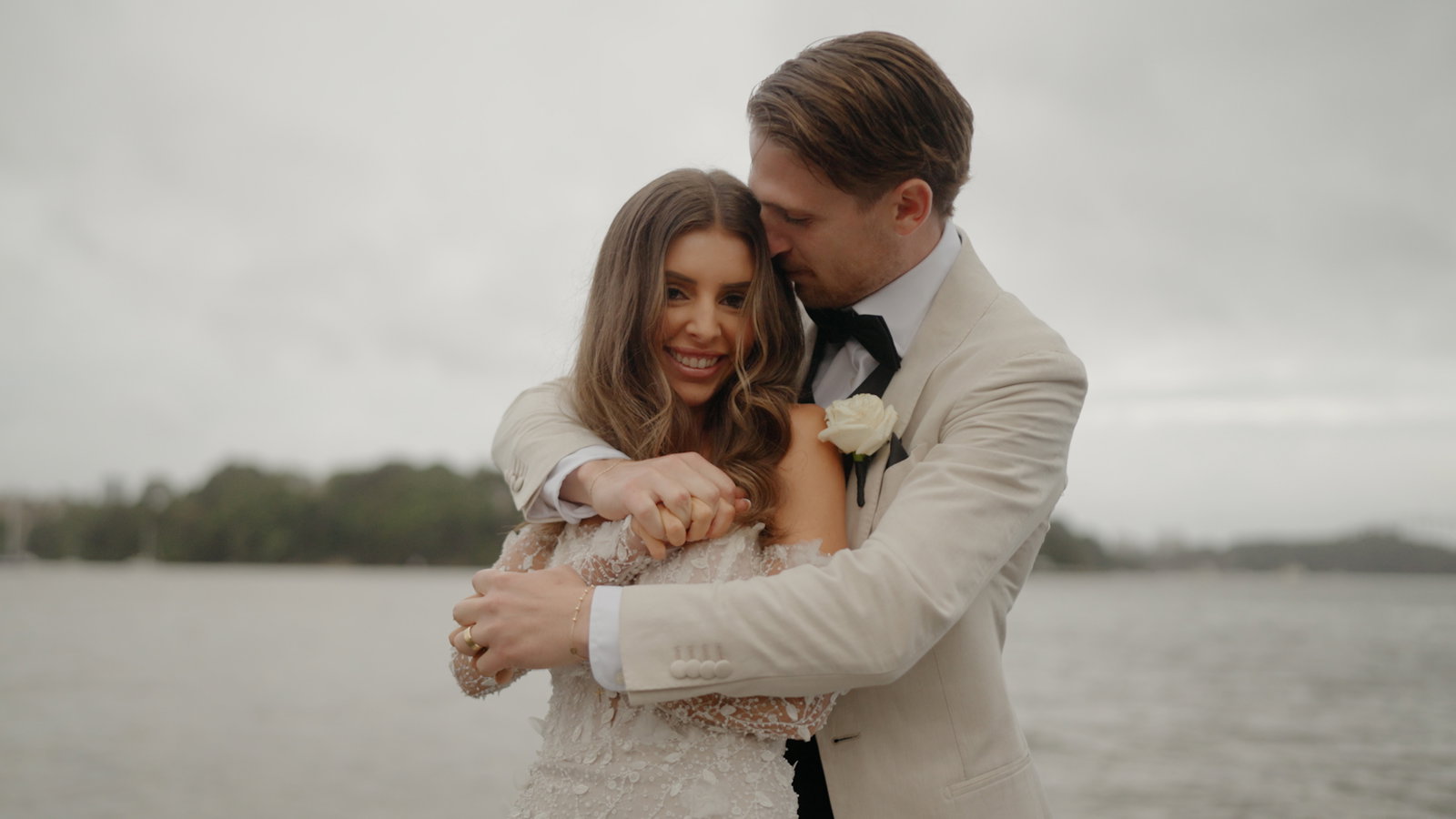 Still from Monique and Alessandro's wedding film at Deckhouse Woolwich, Sydney